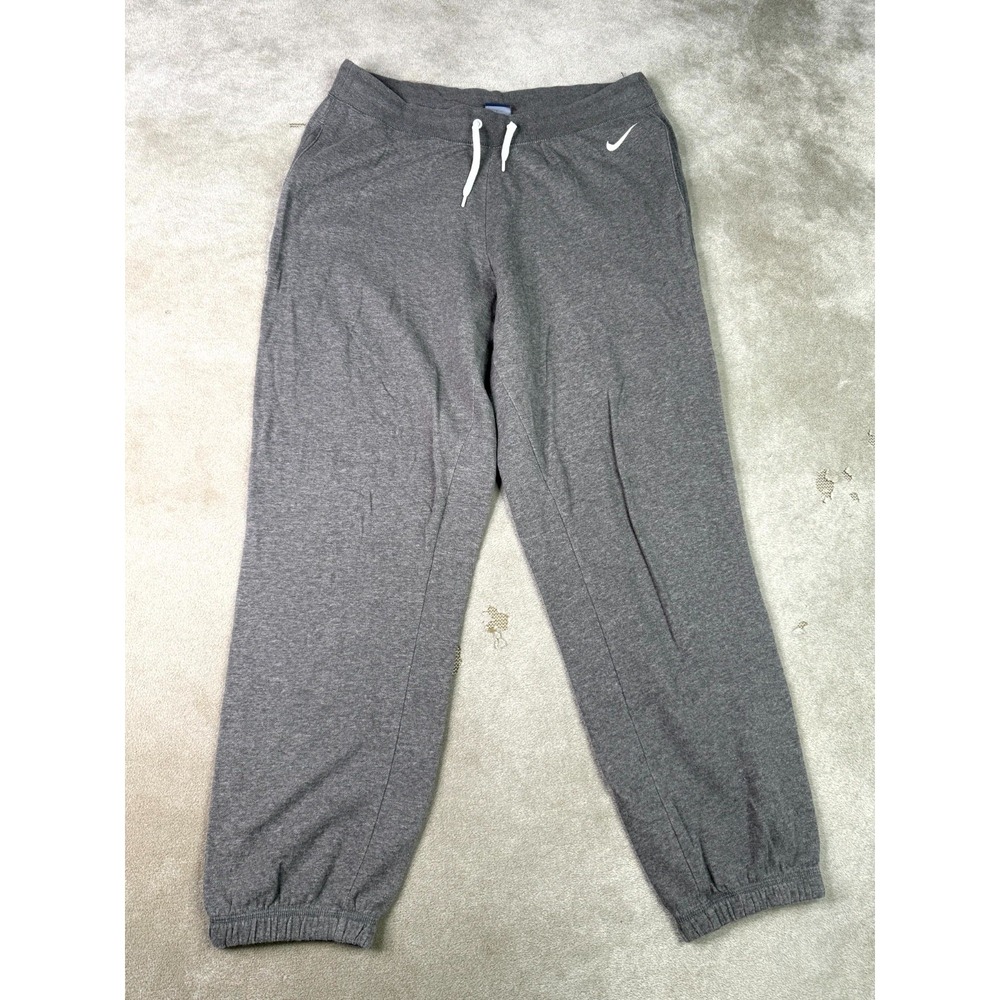 Nike Sweatpants Womens Large Heather Gray Fleece Lined Embroidered Swoosh Logo